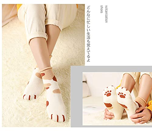 crazy bean Damen Katzenpfote Socken 6 Paare Baumwolle Katzenpfoten-Drucksocken Katzen Pfotensocken Baumwollsocken Damen Witzig Socken Niedlich Sockens
