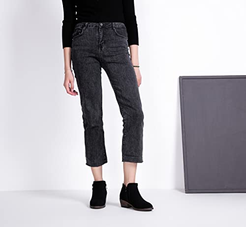 Jeossy Women's Ankle Boots 9618 Blacknubuck Zipper Fall Low Stacked Heel Booties Shoes Size 8(Djy9618 Blacknubuck 08) #TOP2