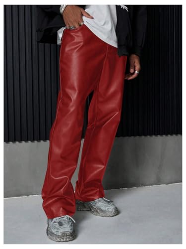 Floerns Men's PU Leather Flare Leg Pants Street Disco Pant with Pocket4