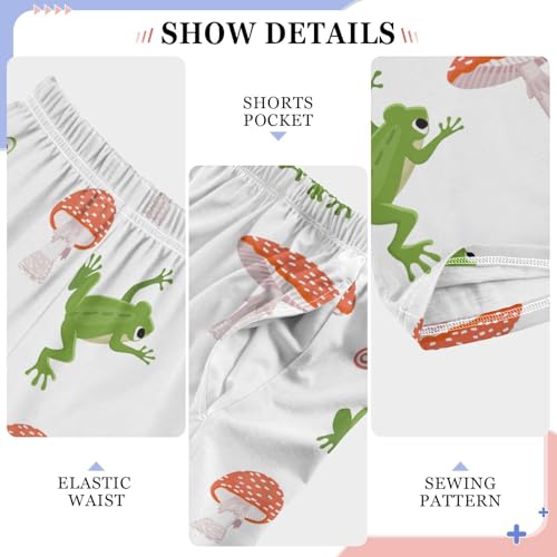 Boys' Pants Green Frogs Red Wild Mushrooms Long Bottoms Jogger Pants Elastic Waist Trousers with Pockets S-XL4