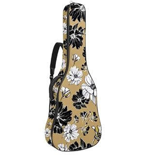 Housse imperméable en tissu Oxford pour guitare acoustique avec bandoulière et poches, corail blanc sur fond rouge, 109 x 42,9 x 11,9 cm, Multicolore 5., 42.9×16.9×4.7 in, Sac de transport tendance - Les Beatles, Paul McCartney, John Lennon, RIngo Starr, George Harrison