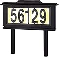 Solar Powered Lighted Address Number Sign for House - Customizable LED Light up House Numbers for Yard - Mailbox Address Sign With Auto On at Night Off During Daytime - Wall Mount or Ground Stake