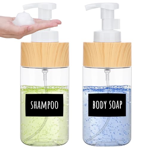 Image of Segbeauty Foaming Soap Dispenser Pump Bottles, 2 Pack of 16.9oz Refillable Plastic Container for Liquid Soap, 500ml Clear Press Foam Hand Soap Dispenser for Modern Bathroom Kitchen Farmhouse Decor