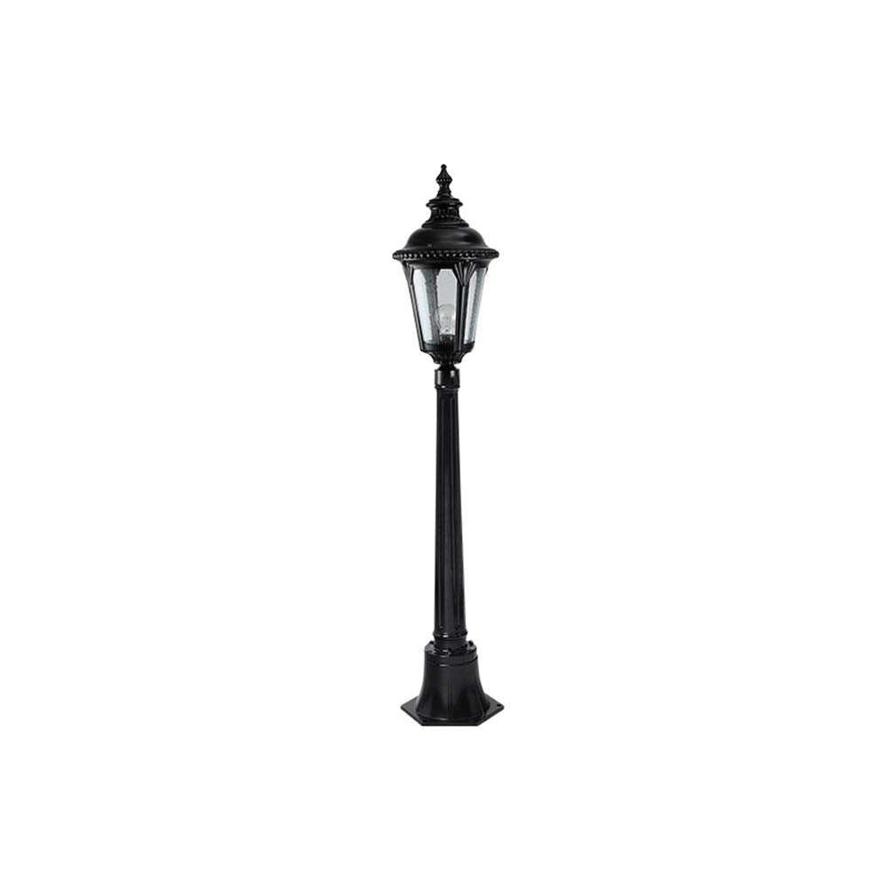 Lampada a palo per esterni retrò, lanterna nera impermeabile ad alto palo per giardino, prato e vialetto, design in alluminio resistente e vetro, perfetta per parchi e patii