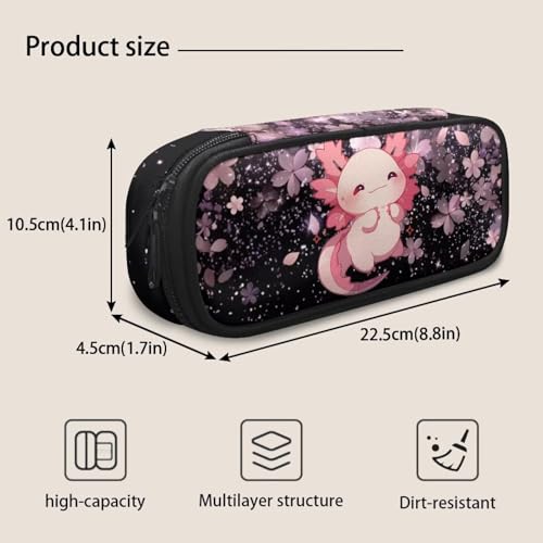 Image of Kawaii Axolotl Pencil Case School Supplies for Girls Teen Kids Pencil Pouch Cherry Blossom Pen Bag Storage Organzier School Office Travel