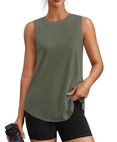 Image of PINSPARK Workout Tank Tops for Women UPF 50+ Side Slits Athletic Gym Shirt