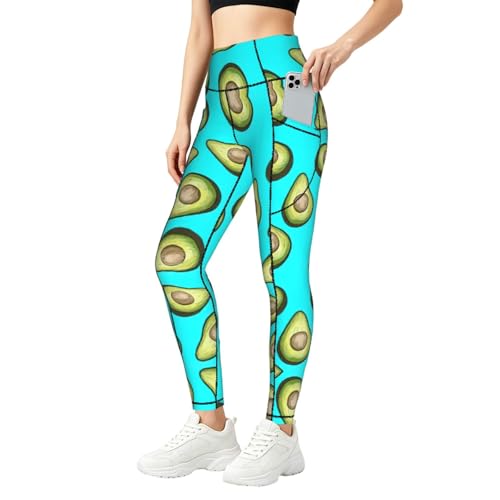 Leggings deportivos para mujer con estampados tropicales y prácticos bolsillos para fitness