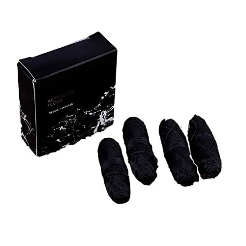 æ— Hilo dental biodegradable de carbón de bambú, 4 rollos, 120 m, carrete de seda natural, ecológico, sin residuos, cuidado bucal, color negro