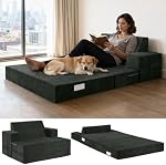 Sunable Twin Size Folding Sofa Bed, 4-in-1 Convertible Sofa with Scratch-Resistant Fabric, Ergonomic Backrest & Armrests, Supportive Foam, Floor Chair for Guest Room/RV/Living Room/Bedroom, Gray