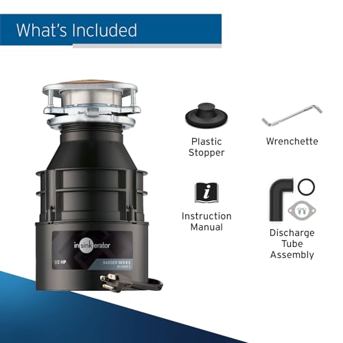 InSinkErator Badger 5 Garbage Disposal with Power Cord, Badger Series 1/2 HP Continuous Feed Food Waste Disposer - image 7