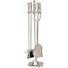 UniFlame 5-Piece Satin Pewter Fireplace Tools Set with Pedestal Place (F-7547)