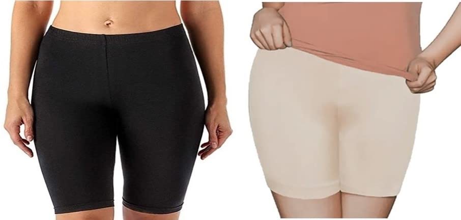 county colors Womens Girls Ice Cotton Cycling Shorts Stretchable Underskirt for Under Dress Anti Chafing Sports Mid Thigh length Boyshorts Yoga safety Short Regular and Plus Sizes Combo Pack-picture-48