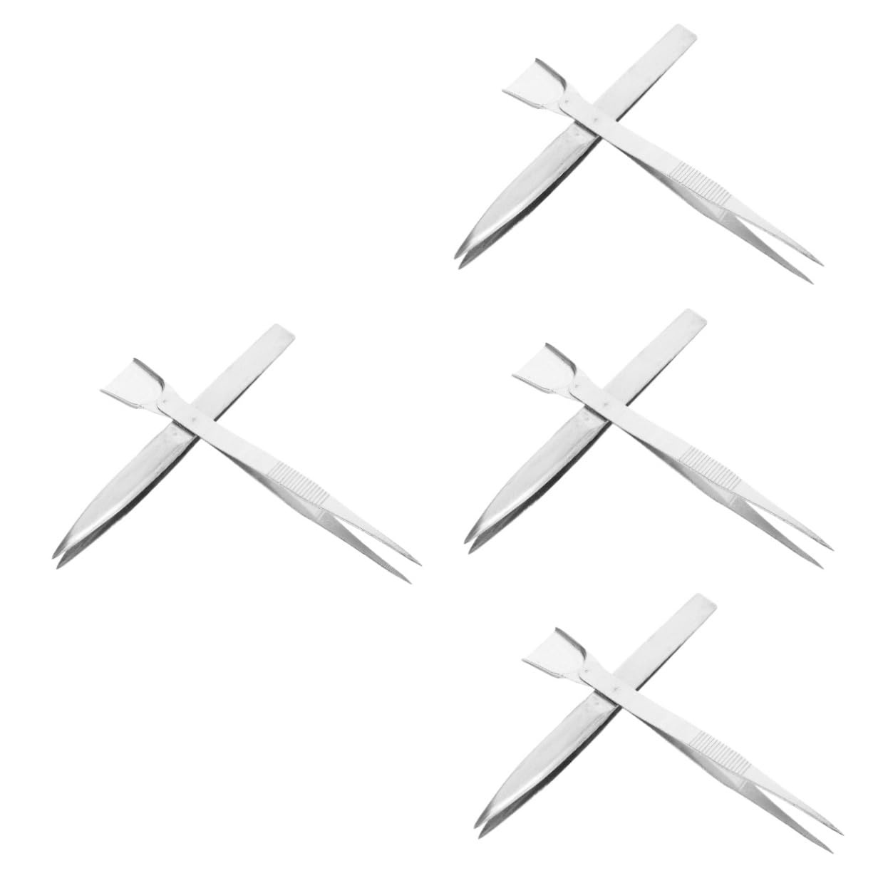 STOBOK 4 Sätze Pinzetten Mit Spatel Präzise Juwelierpinzette Entfernung Herstellung Bußgeld Lange Pinzette Schmuckzange Stempelzange Rostfreier Stahl Silver 2 Stück * 4