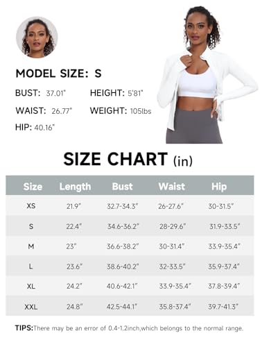 VUTRU Jaqueta feminina de ioga para treino leve jaqueta atlética slim fit zíper completo pista de co