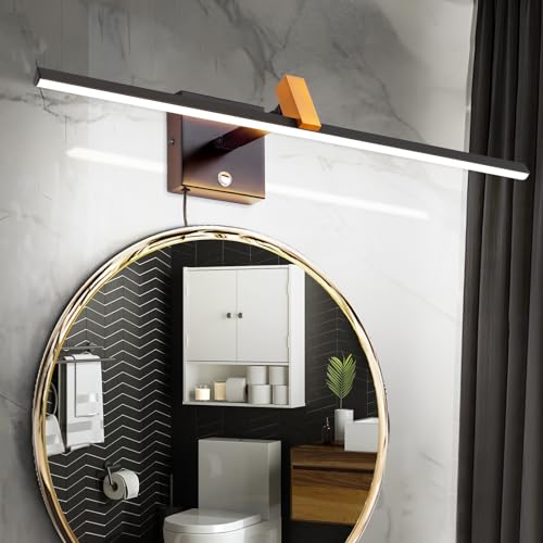 Image of Plug in Picture Light 24 inch Bathroom Vanity Light Touch Dimming 3CCT Bathroom Light Fixtures 270+170 Rotation IP44 Wall Sconce for Cabinet Living Room Hallway (Black /Brass)