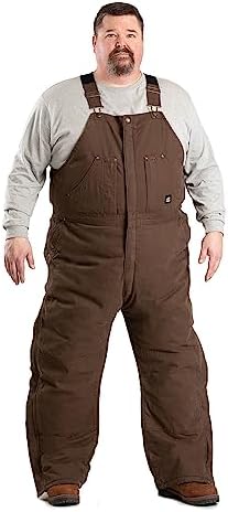 Berne Men's Highland Washed Insulated Bib Overall, Large Short, Bark