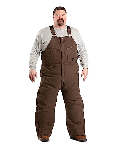 Berne Men's Highland Washed Insulated Bib Overall, Large Short, Bark #TOP4