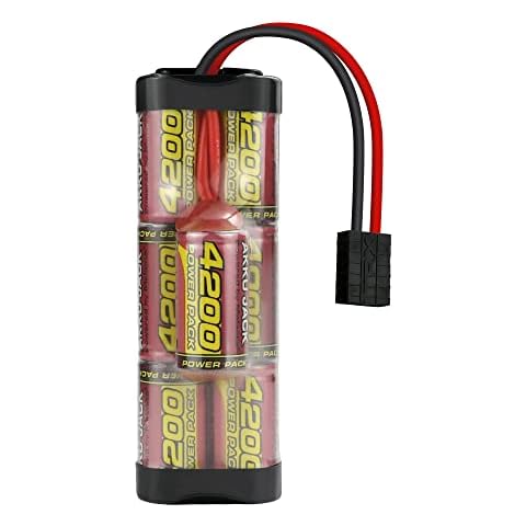 melasta 8.4V 4200mAh Hump NiMH Battery Pack Fit for Tracxas RC Racing Car Truck Boat Tank RC Hobby, 7-Cell Rechargeable RC Nimh Battery Cover