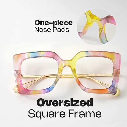 Image of Zeelool Oversized Thick Blue Light Glasses for Women Square Eyeglasses Anti Blue Light Chic Multicolor Eyewear JGT001892-16B, Medium