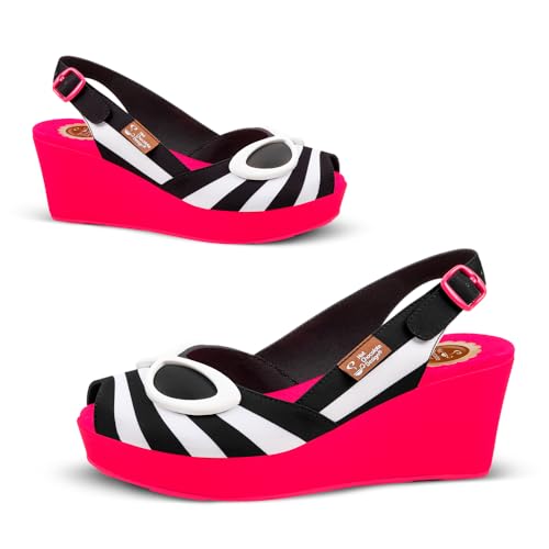 Image of Hot Chocolate Design Funky Women's Peep Toe Wedge Sandals