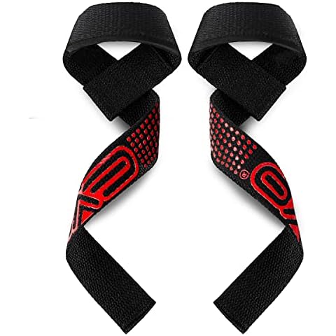 EVO Fitness Weight Lifting Straps Gym Non Slip Flex Gel Grips Padded Hand Bar Wrist Support Wraps Deadlifts Powerlifting Bodybuilding Pair Cover