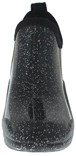 Capelli New York Ladies Allover Glitter, Slip On Short Rain Boot Black Combo 11