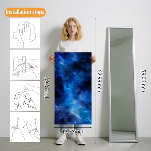 Image of Nuxovilar Dark Blue Galaxy Marble Wallpaper Peel Stick 15.75x39.37