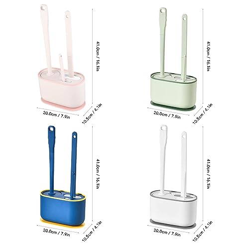 Image of Toilet Brush and Holder Set, Long Handle Toilet Brush Set Deep Cleansing Multifunctional Hanging for Bathroom (Pink)