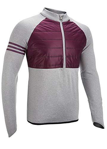 adidas 2017 Mens 3 Stripes Climaheat Quilted Zip Performance Golf Jacket Sweater Red Night Large