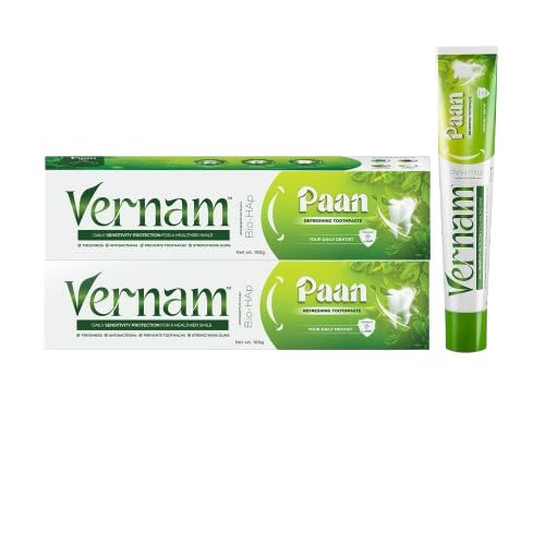Vernam Paan Toothpaste 2 x 100g | Hydroxyapatite Enamel Repair & Sensitive Teeth Care | Fluoride-Free Anti Cavity | Natural Paan Fresh Breath & Gum Support | Vegan | 6% Bio-HAP, Fluoride Free & Natural Paan for Lasting Freshness