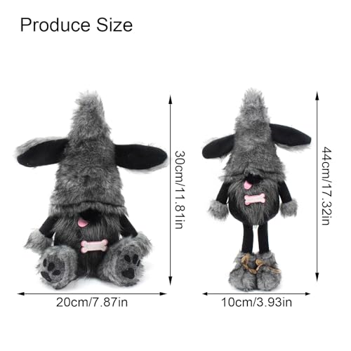 FANSHINUO Schwarzer Hund Zwerge Modell Plüschfigur Puppen stehend sitzend skandinavisch schwedische Tomte Skulptur Figur Party Decors Plüsch Hund Zwerge Figur