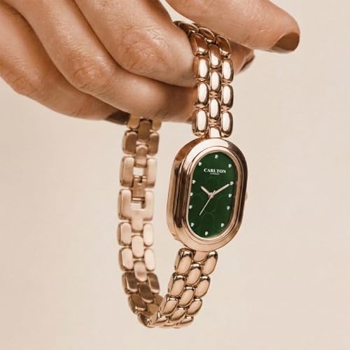 Image of Carlton London Women Cecil Analog Watch, Oval Dial, Stainless Steel Strap, Quartz Movement, 30M Water Resistant, Casual Wear