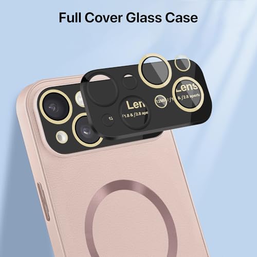 Image of Vaku Luxos Premium Polarized Leather Back Cover for iPhone 15 Plus Texture Full Lens Protection Silicon Case Scratch Resistant Slim Thin Compatible with Mag-Safe - Baby Pink