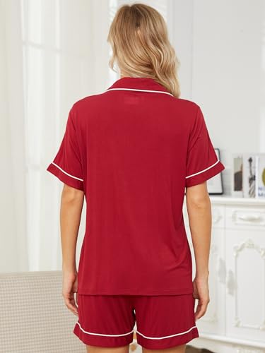 Image of Womens Pajama Sets Short Sleeve Sleepwear Soft Button Down Nightwear Lounge Pj Set XS-XXL