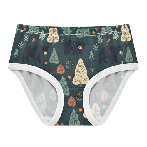 ZZKKO Forest Black Bear Girls Underwear Toddler Panties for Girls Comfort Brief Size 2T-8Y