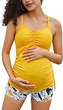 Maacie Дамски бански костюм за бременни Tankini Stretch Smooth Pregnancy Outdoor Yellow L