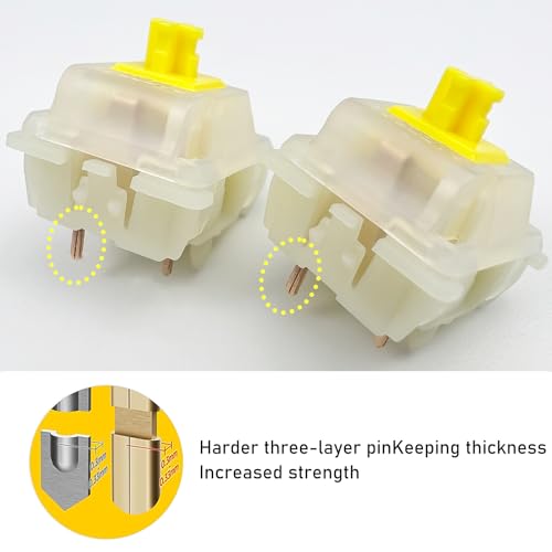 Image of Gateron Milky Yellow Pro V2 Pre-lubed Linear Keyboard Switches 5-Pin 50gf for All MX Mechanical Keyboard Game Keyboard(Milky Yellow Pro V2,45Pcs)