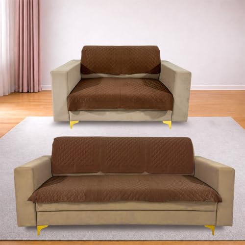 Image of Homerz Premium Petal Charm Sofa Cover | Embossed Floral Pattern | Soft Touch, Anti-Dust & Easy Wash Fabric Cloth, Washable and Durable (Rust, 5(3+2) Seater, Seat Cover with Backrest)