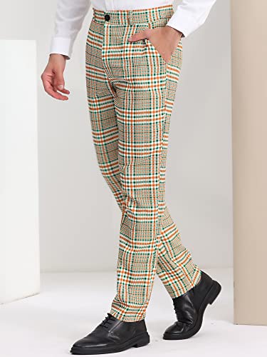 Lars Amadeus Men's Plaid Dress Pants Flat Front Regular Fit Business Checked Trousers2