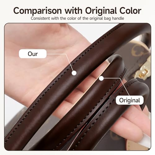 Image of Bag Genuine Vachetta Leather Shoulder Short Strap Replacement Fit for Graceful Damier or Speedy25 30 35(Coffee)