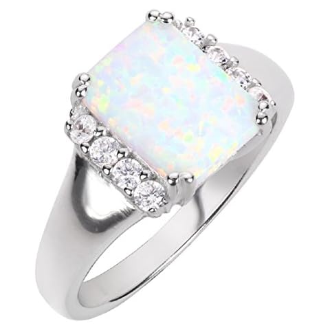CloseoutWarehouse Sterling Silver Opal Ring Cover