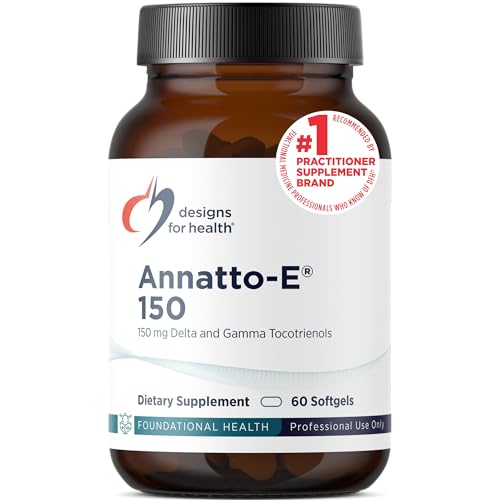 Designs for Health Annatto-E 150mg Tocotrienols - DeltaGold Vitamin E Complex Supplement with Delta + Gamma Tocotrienols - Cardiovascular Healthy Aging + Antioxidant Support - Non-GMO (60 Softgels)