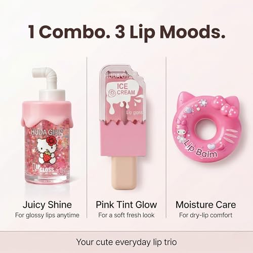 Image of Lip Gloss Combo for Girls, Ice Cream Tint | Juice LipGloss, Moisturizing Lip Balm for Dry, Perfect Glossy Finish, Everyday Glam, Gifting