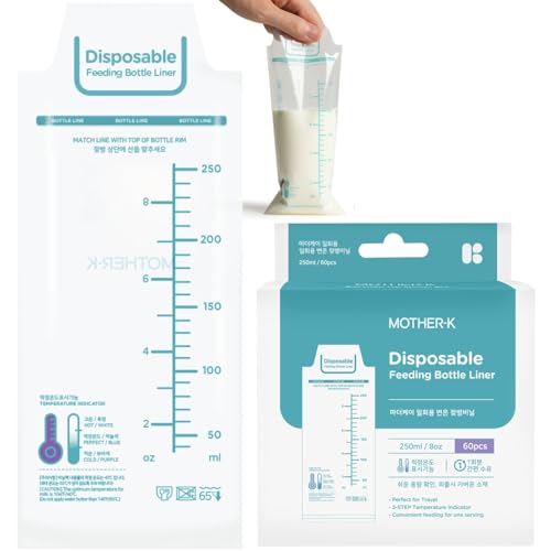 Image of MOTHER-K Disposable Baby Bottle Liner, Must-Have Baby Travel Essentials, BPA Free (8oz, 120pcs)