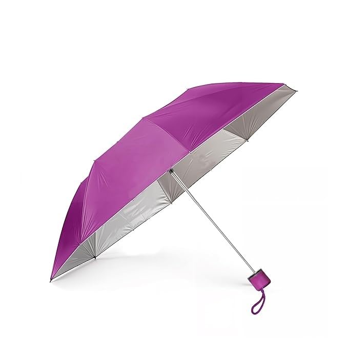 Happy shopping - woman ladies 3 fold multi color umbrella (Pink)-image-31