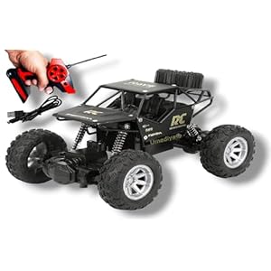 Umadiya Remote Control Rock Crawler, 5 Function High Speed 1:18 Rc Car Toys For Boys 2Wd Off Road Vehicle Toy Cars For Kids Monster Truck Rock Climbing Car Toy For Kids,Black