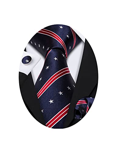 Barry.Wang Fun Animal Ties for Men Designer Handkerchief Cufflink WOVEN Casual Necktie Set Festival
