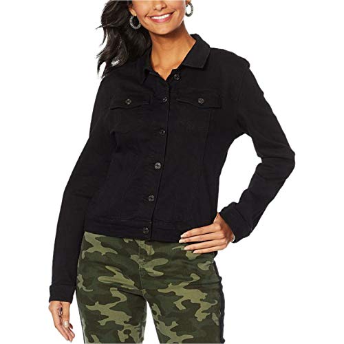 Skinnygirl Women's Plus Size Classic Jean Jacket Plus 2X Black