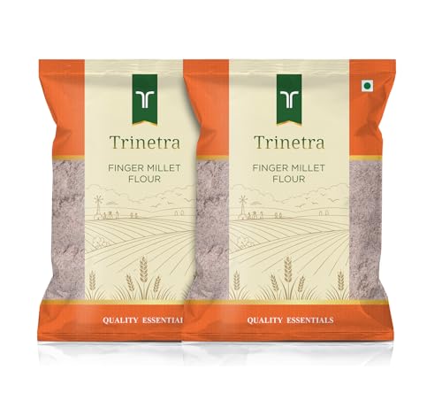 Image of Trinetra Ragi Atta (Finger Millet Flour) | Calcium & Fibre-Rich Millet Flour | 2 kg (2 x 1kg)