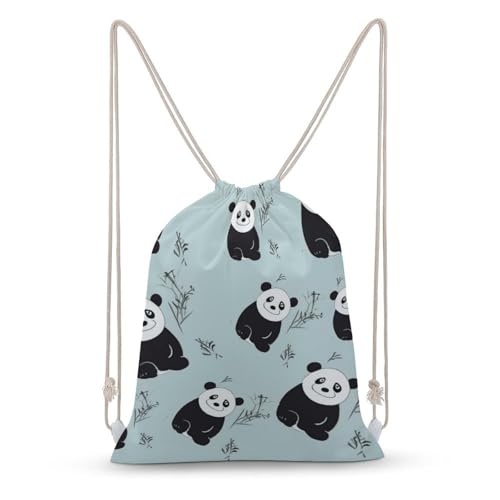 Cartoon Panda Bear Drawstring Backpack String Bag Sackpack for Gym Shopping Beach Sport Yoga